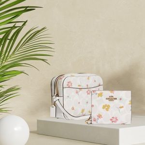Coach white floral wallet and purse